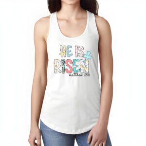 He is Risen Jesus Christian Happy Easter Floral Wreath Women Tank Top 1 8