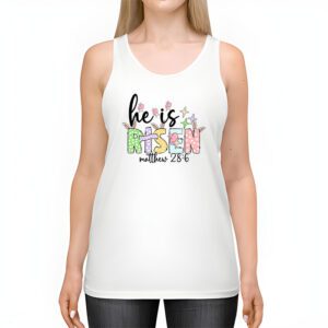 He is Risen Jesus Christian Happy Easter Floral Wreath Women Tank Top 2 4