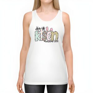 He is Risen Jesus Christian Happy Easter Floral Wreath Women Tank Top 2 5