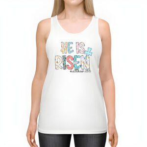 He is Risen Jesus Christian Happy Easter Floral Wreath Women Tank Top 2 8