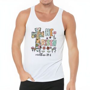 He is Risen Jesus Christian Happy Easter Floral Wreath Women Tank Top 3 3