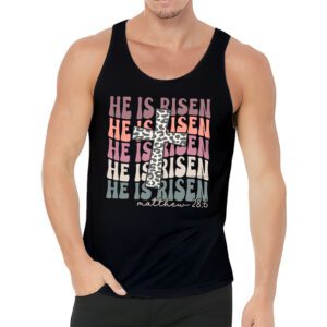 He is Risen Jesus Christian Happy Easter Floral Wreath Women Tank Top 3 6