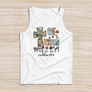 He is Risen Jesus Christian Happy Easter Floral Wreath Women Tank Top