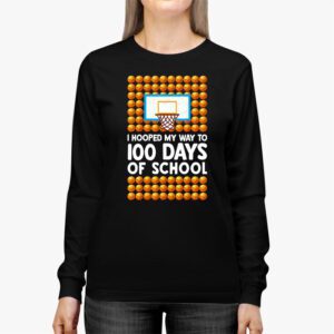 Hooped My Way 100 Days School Basketball 100th Day Boys Kids Longsleeve Tee 2 2