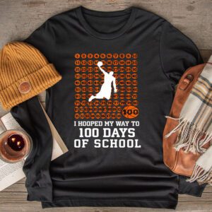 Hooped My Way 100 Days School Basketball 100th Day Boys Kids Longsleeve Tee