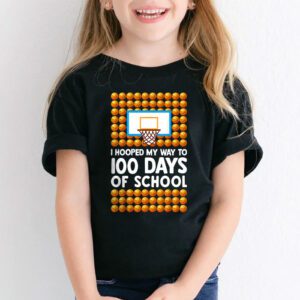 Hooped My Way 100 Days School Basketball 100th Day Boys Kids T Shirt 2 3
