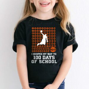 Hooped My Way 100 Days School Basketball 100th Day Boys Kids T Shirt 2 4