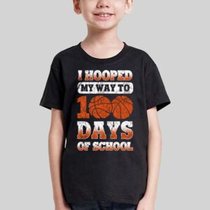 Hooped My Way 100 Days School Basketball 100th Day Boys Kids T Shirt 3