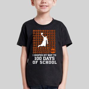 Hooped My Way 100 Days School Basketball 100th Day Boys Kids T Shirt 3 4