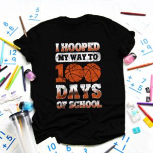 Hooped My Way 100 Days School Basketball 100th Day Boys Kids T-Shirt