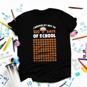 Hooped My Way 100 Days School Basketball 100th Day Boys Kids T-Shirt