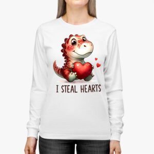 I Steal Hearts Trex Dino Valentines Day Boys Son Toddlers Longsleeve Tee 2 1