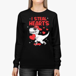 I Steal Hearts Trex Dino Valentines Day Boys Son Toddlers Longsleeve Tee 2 2