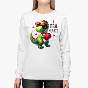 I Steal Hearts Trex Dino Valentines Day Boys Son Toddlers Longsleeve Tee 2