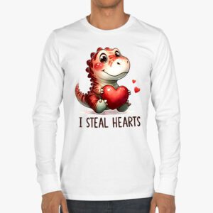 I Steal Hearts Trex Dino Valentines Day Boys Son Toddlers Longsleeve Tee 3 1