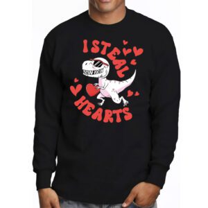 I Steal Hearts Trex Dino Valentines Day Boys Son Toddlers Longsleeve Tee 3 3