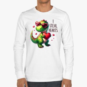 I Steal Hearts Trex Dino Valentines Day Boys Son Toddlers Longsleeve Tee 3