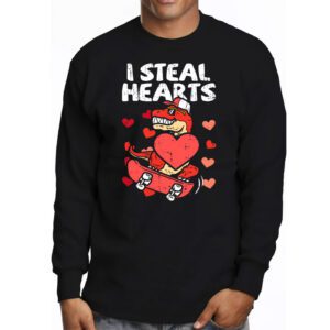 I Steal Hearts Trex Dino Valentines Day Boys Son Toddlers Longsleeve Tee 3 4