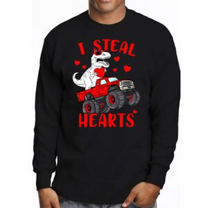 I Steal Hearts Trex Dino Valentines Day Boys Son Toddlers Longsleeve Tee 3 5