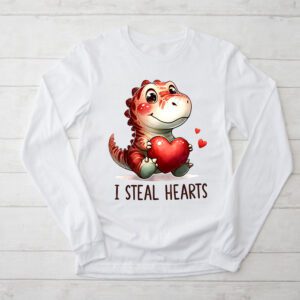 I Steal Hearts Trex Dino Valentine's Day Boys Son Toddlers Longsleeve Tee