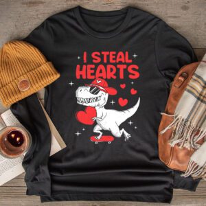 I Steal Hearts Trex Dino Valentine’s Day Boys Son Toddlers Longsleeve Tee