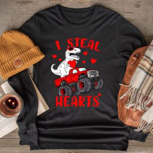 I Steal Hearts Trex Dino Valentine's Day Boys Son Toddlers Longsleeve Tee