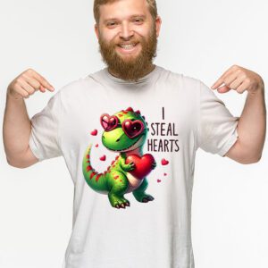 I Steal Hearts Trex Dino Valentines Day Boys Son Toddlers T Shirt 2