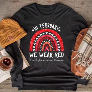 In February We Wear Red Heart Disease Awareness Longsleeve Tee