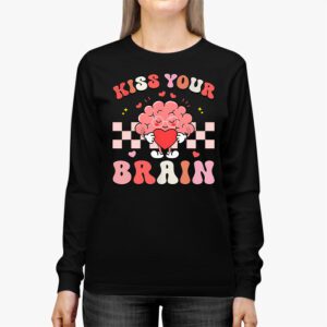 Kiss Your Brain Retro Valentines Day Valentine Teacher Squad Longsleeve Tee 2