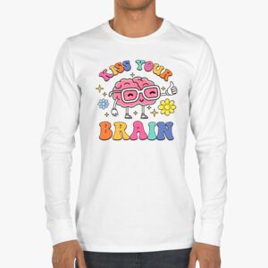 Kiss Your Brain Retro Valentines Day Valentine Teacher Squad Longsleeve Tee 3 1