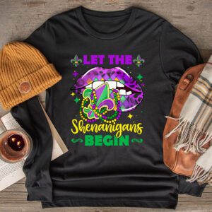 Let The Shenanigans Begin Mardi Gras Lips Kids Men Women Longsleeve Tee