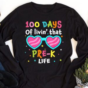 Living 100 Days Of School Pre k Life Teachers Boys Girls Longsleeve Tee 1 1