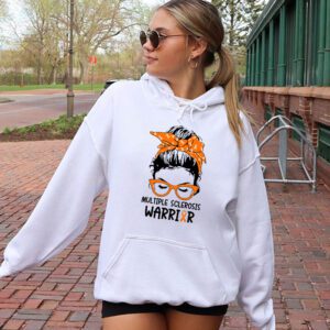 MS Warrior Messy Bun Multiple Sclerosis Awareness Hoodie 2 5