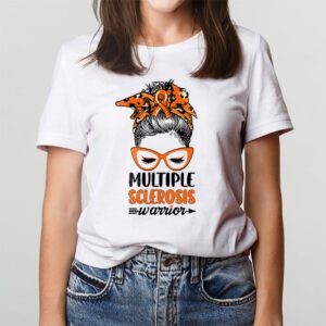 MS Warrior Messy Bun Multiple Sclerosis Awareness T Shirt 2 2