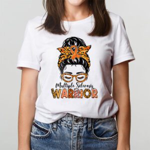 MS Warrior Messy Bun Multiple Sclerosis Awareness T Shirt 2 4