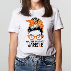 MS Warrior Messy Bun Multiple Sclerosis Awareness T Shirt 2 5