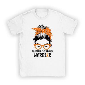 MS Warrior Messy Bun – Multiple Sclerosis Awareness T-Shirt