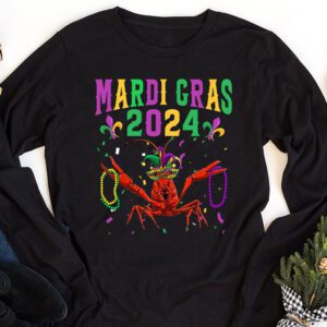 Mardi Gras 2024 Mask Fleur De Lys Beads NOLA Carnival Party Longsleeve Tee 1 1