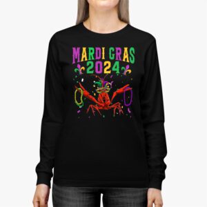 Mardi Gras 2024 Mask Fleur De Lys Beads NOLA Carnival Party Longsleeve Tee 2 1