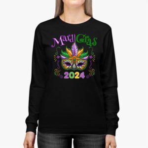 Mardi Gras 2024 Mask Fleur De Lys Beads NOLA Carnival Party Longsleeve Tee 2 4