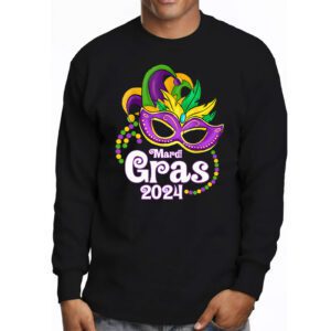 Mardi Gras 2024 Mask Fleur De Lys Beads NOLA Carnival Party Longsleeve Tee 3 3