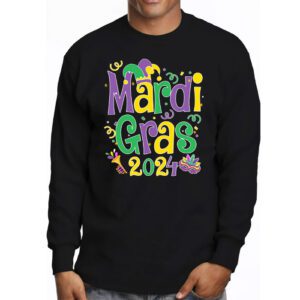 Mardi Gras 2024 Mask Fleur De Lys Beads NOLA Carnival Party Longsleeve Tee 3