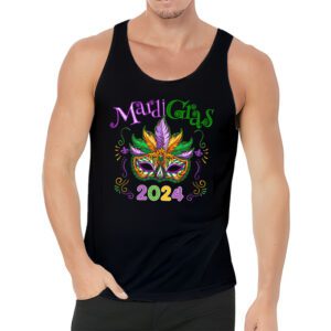 Mardi Gras 2024 Mask Fleur De Lys Beads NOLA Carnival Party Tank Top 3 4