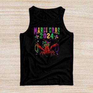 Mardi Gras 2024 Mask Fleur De Lys Beads NOLA Carnival Party Tank Top