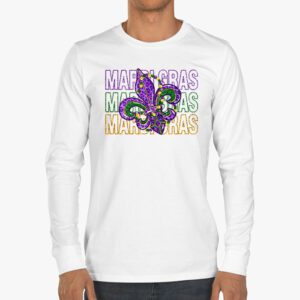 Mardi Gras 2024 Womens Girls Mask Beads New Orleans Party Longsleeve Tee 3 6