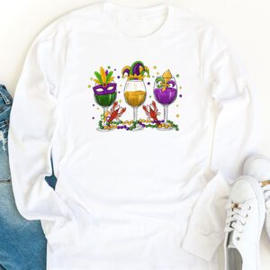 Mardi Gras Glass Of Wine Funny Drinking Wine Festival Parade Longsleeve Tee 1 3