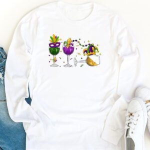 Mardi Gras Glass Of Wine Funny Drinking Wine Festival Parade Longsleeve Tee 1 4