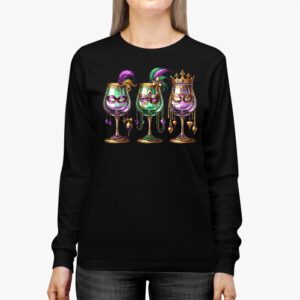 Mardi Gras Glass Of Wine Funny Drinking Wine Festival Parade Longsleeve Tee 2