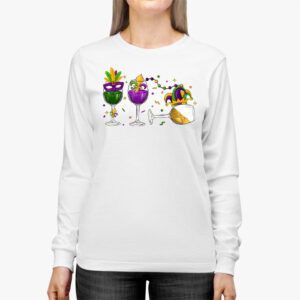 Mardi Gras Glass Of Wine Funny Drinking Wine Festival Parade Longsleeve Tee 2 4