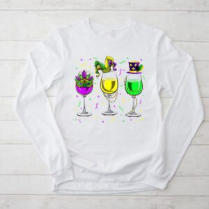 Mardi Gras Glass Of Wine Funny Drinking Wine Festival Parade Longsleeve Tee